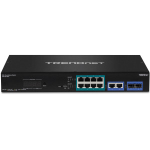 TRENDnet TPE-3012LS 12-Port Gigabit Poe+ Surveillance Switch, 8x Gigabit PoE+, 2x Gigabit, 2 SFP, 30W/Port, Rackmount